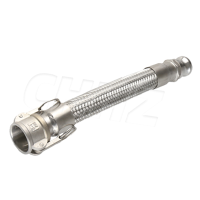 Plate handle type quick connect metal hose